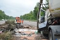 LKW umgestuerzt A 1 Rich Saarbruecken P246